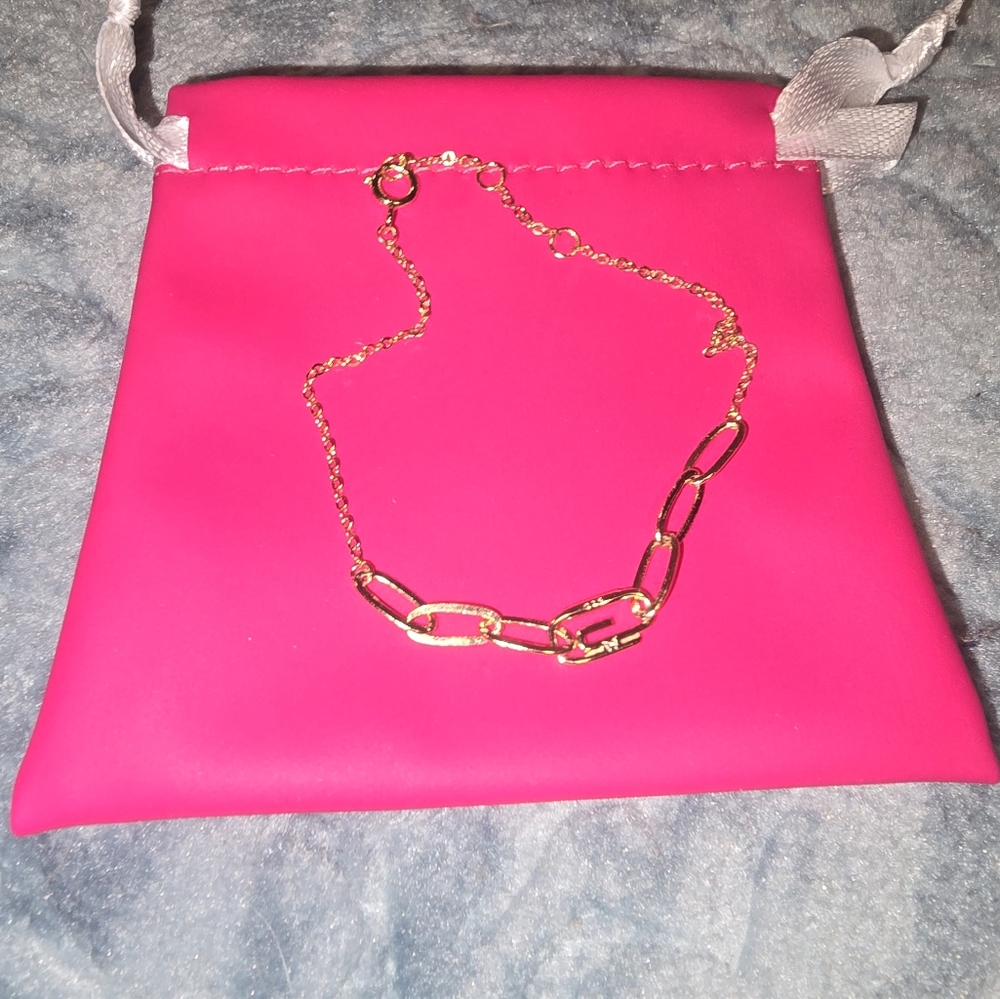 Safety pin paper clip gold bracelet